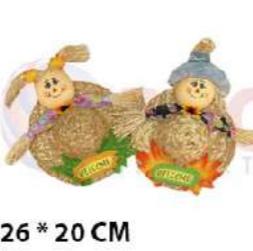 ENFEITE ESPANTALHO C/ CHAPEU WELCOME 28CM