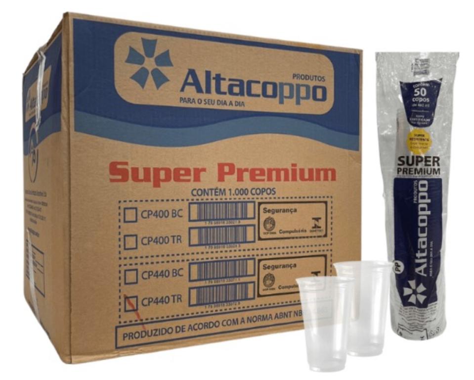 COPO PLAST. PP LISO ALTACOPPO TRANSP. 440ML C/50UN