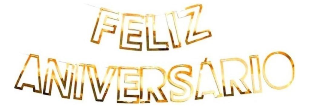 FAIXA FELIZ ANIVERSARIO LUXO DOURADA