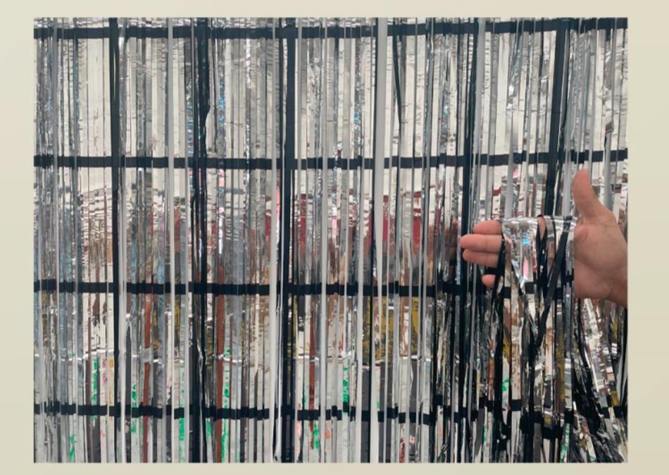 CORTINA METALIZADA PRATA C/ PRETO 1X2MT