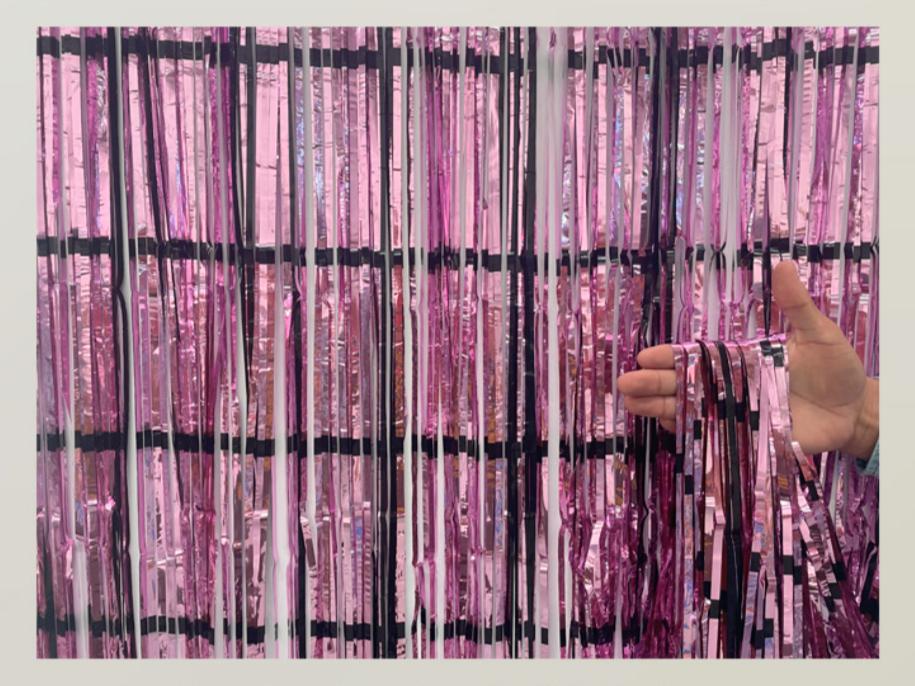 CORTINA METALIZADA ROSA C/ PRETO 1X2MT