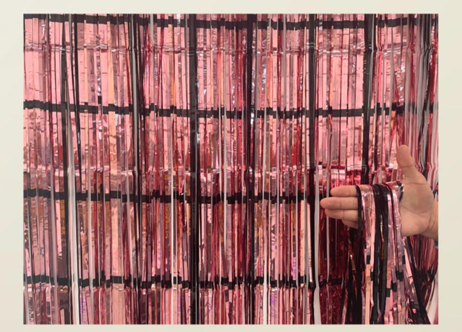 CORTINA METALIZADA ROSE GOLD C/ PRETO 1X2MT