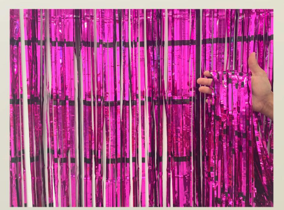 CORTINA METALIZADA PINK C/ PRETO 1X2MT