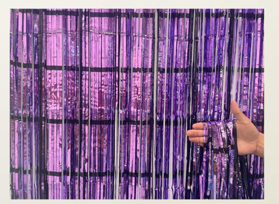 CORTINA METALIZADA LILAS C/ PRETO 1X2MT