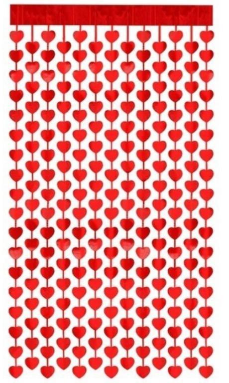CORTINA METALIZADA CORACAO VERMELHO 1X2MT