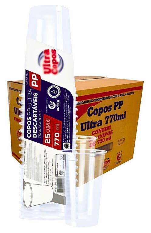 COPO PLAST. PP LISO ULTRA TRANSP. 770ML C/25UN