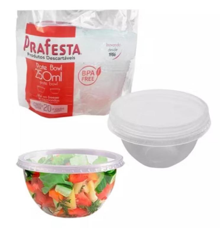 KIT POTE C/ TAMPA PRAFESTA BOWL 250ML C/20UN