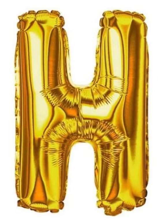 BALAO LETRA (H) DOURADO 45CM LELY