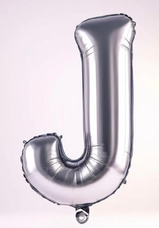 BALAO LETRA (J) PRATA 45CM LELY