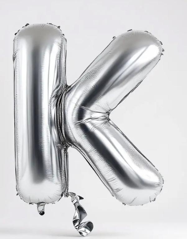 BALAO LETRA (K) PRATA 45CM LELY