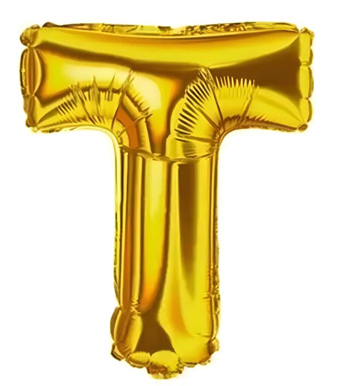 BALAO LETRA (T) DOURADO 45CM JS