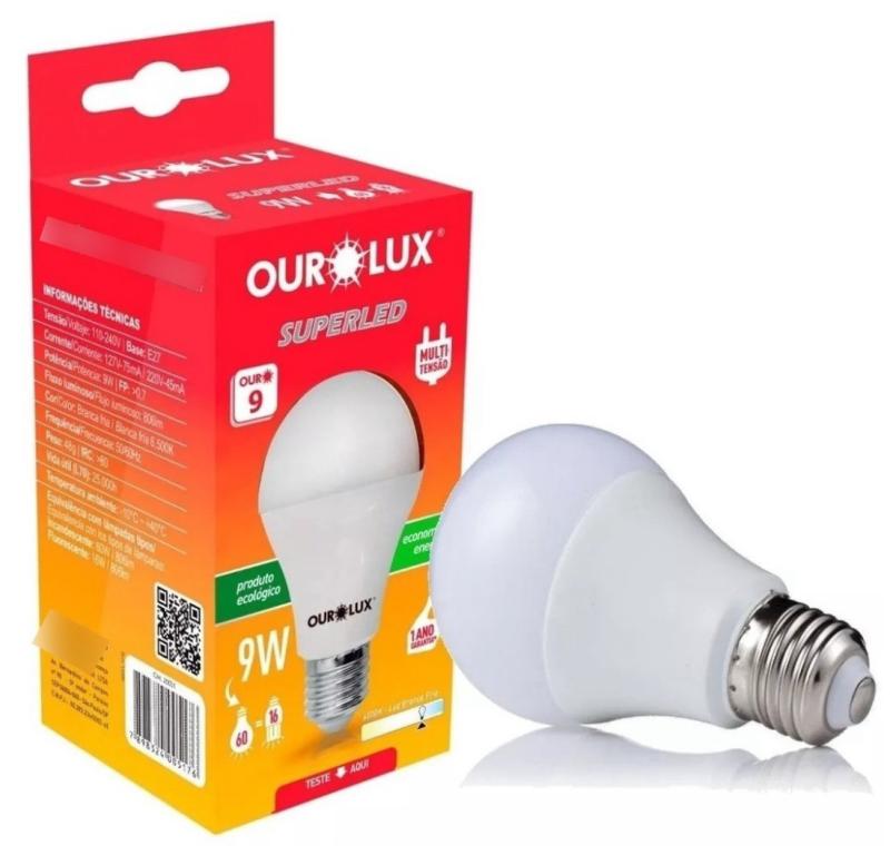 LAMPADA OUROLUX LED BIVOLT 12W 6500K