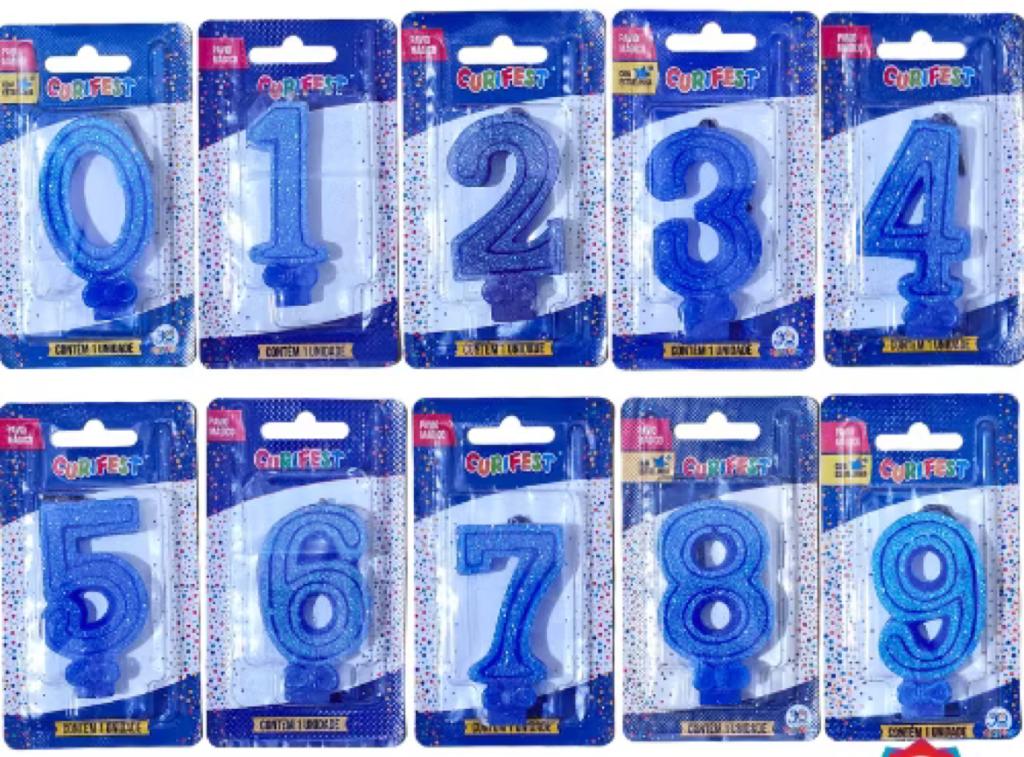 VELA SUPER NUMERO SIMPLES CURIFEST AZUL N°2