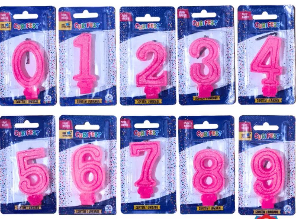 VELA SUPER NUMERO SIMPLES CURIFEST ROSA N 6