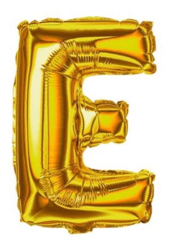 BALAO LETRA (E) DOURADO 45CM JS