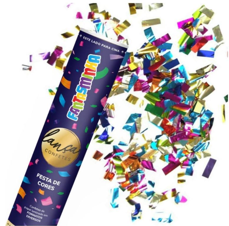 LANCA CONFETE TEMA FESTA COLORIDO 30CM