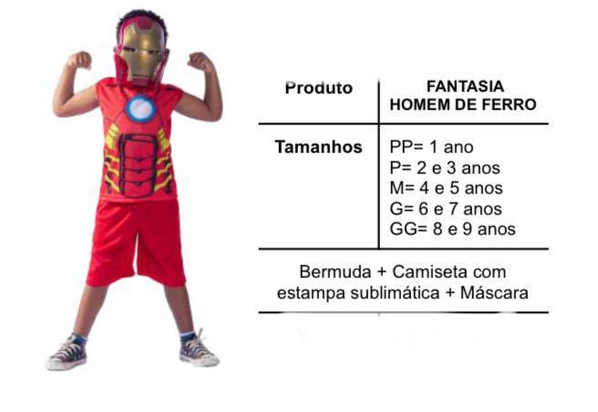 FANTASIA HOMEM DE FERRO + MASCARA TAM. P