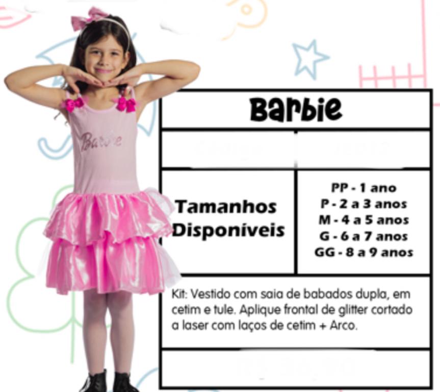 FANTASIA VESTIDO BARBIE + TIARA TAM. P