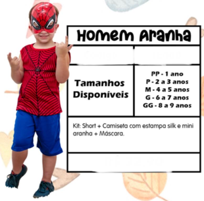 FANTASIA HOMEM ARANHA + MASCARA TAM. G