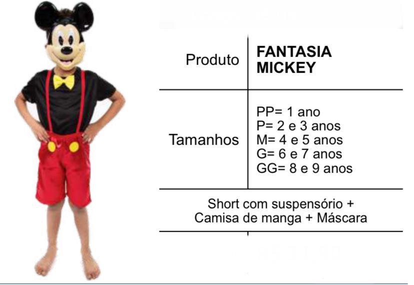 FANTASIA MICKEY + MASCARA TAM. P