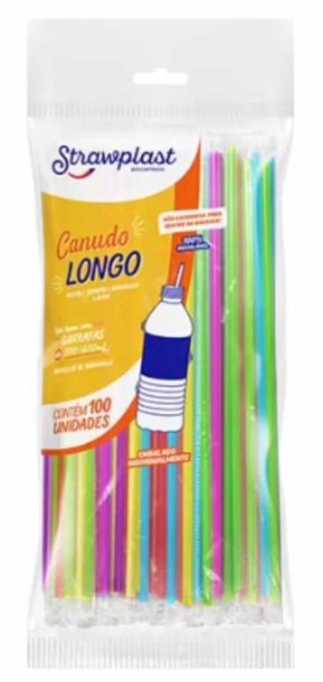 CANUDO LONGO COLORIDO STRAWPLAST SACHE 5MM C/100UN