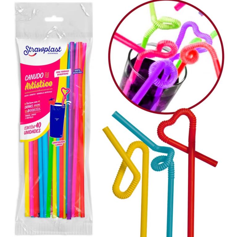 CANUDO ARTISTICO FLEXIVEL STRAWPLAST C/40UN