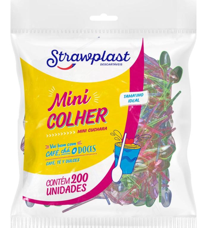 MINI COLHER STRAWPLAST MISTA NEON C/200UN