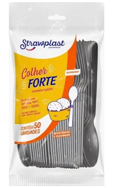 COLHER REFEICAO MASTER STRAWPLAST PRATA C/50UN