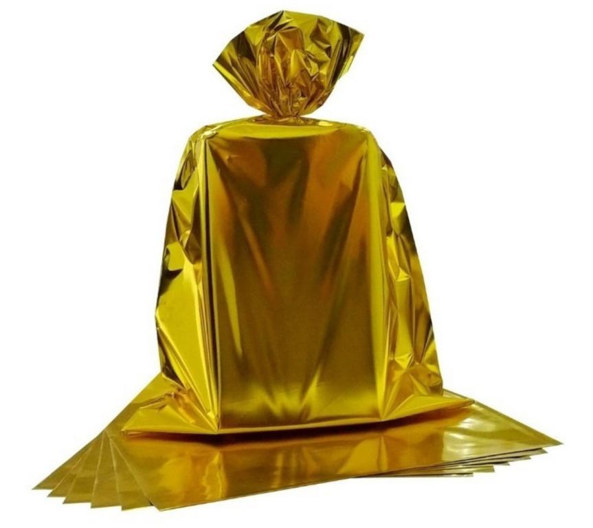 SACO P/ PRESENTE METALIZADO DOURADO 30X45 UN
