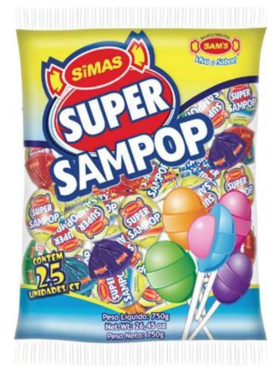 PIRULITO SUPER POP SAMPOP SORTIDO  750GR C/25UN