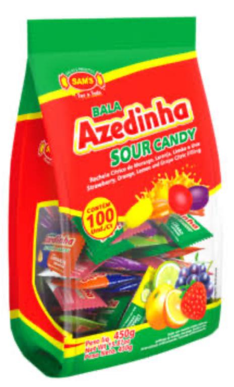 BALA AZEDINHA SAM´S SOUR CANDY 450GR C/100UN