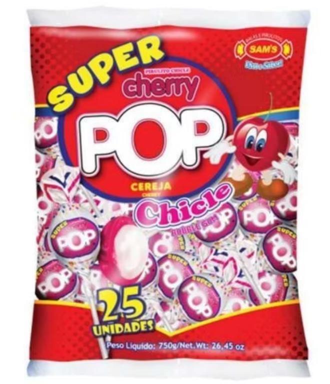 PIRULITO SUPER POP ORIGINAL CEREJA 750GR C/25UN