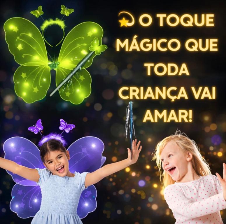 KIT BORBOLETA C/ LED (ASA, CETRO E TIARA) VERMELHA