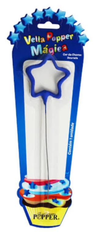 VELA MAGICA POPPER ESTRELA AZUL