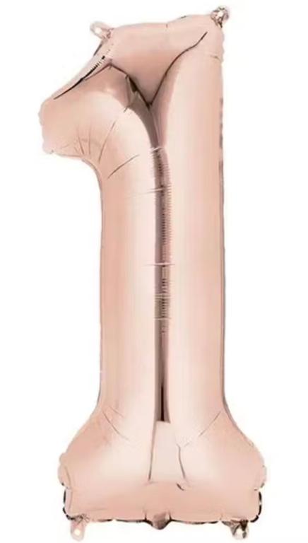 BALAO METALIZADO NUMERO ROSE GOLD 75CM N°1 BR