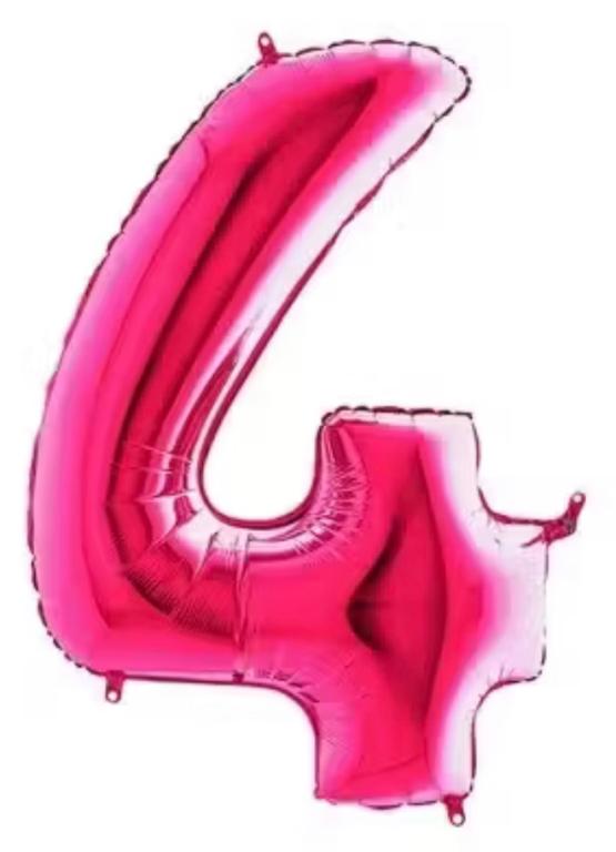 BALAO METALIZADO NUMERO ROSA 75CM N°4 BR