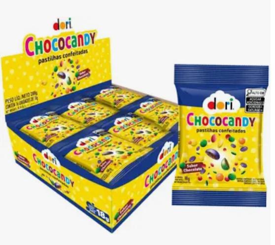 PASTILHA CHOCOCANDY COLORIDO DP/24X18GR