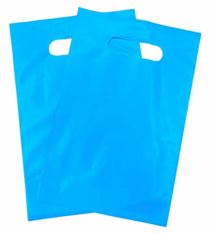 SACOLA PLAST. BOCA DE PALHACO AZUL CLARO 25X35 C/50UN