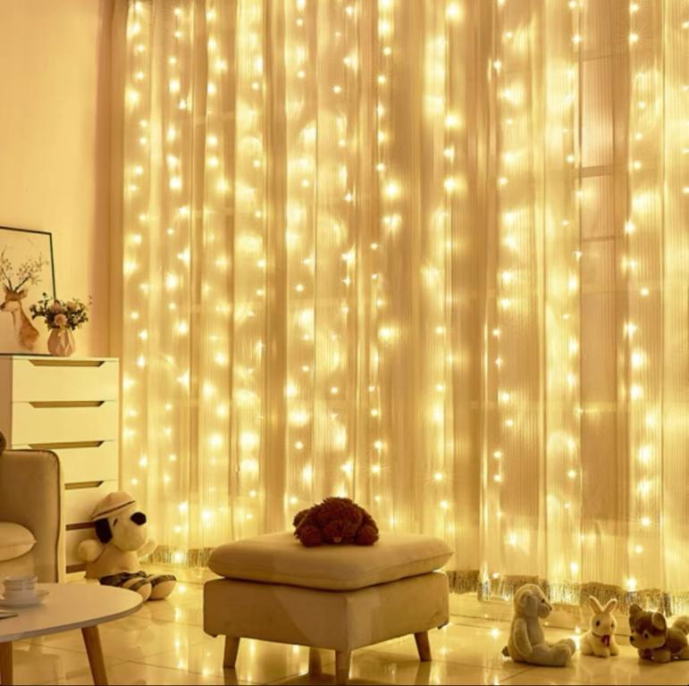 CORTINA DE LED BRANCO QUENTE 3X3MTS C/300 LEDS