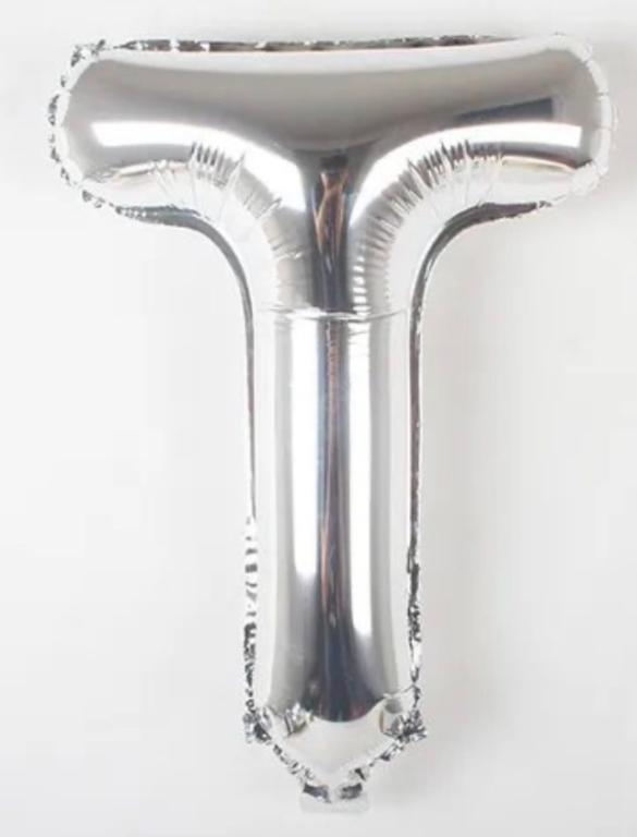 BALAO LETRA (T) PRATA 45CM BR
