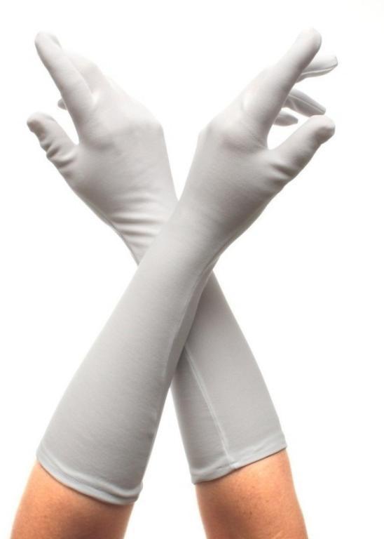 LUVA TECIDO LONGA BRANCA PAR