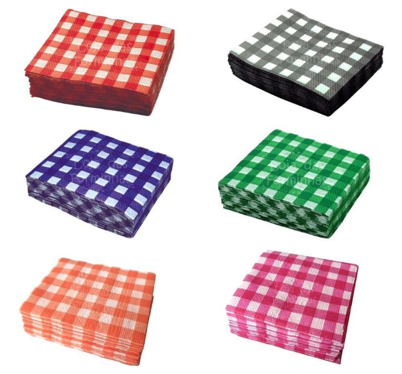 GUARDANAPO PREMIUM XADREZ VERMELHO 20X22 C/50UN