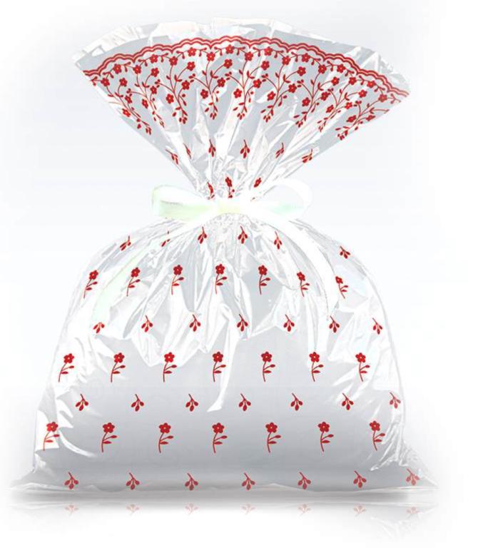 SACO PLAST. PP DECORADO FLORZINHA VERMELHA 10X15 C/50UN