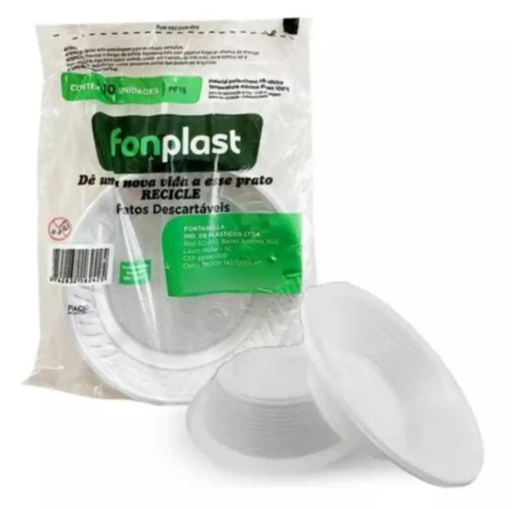 CUMBUCA PLAST. FONPLAST BRANCO 15CM C/10UN