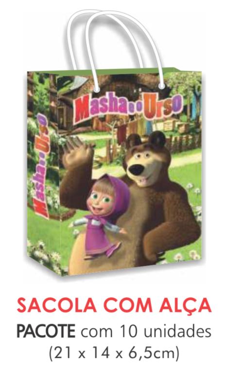 SACOLA TEMA MARSHA E O URSO PAPEL SURPRESA C/10UN