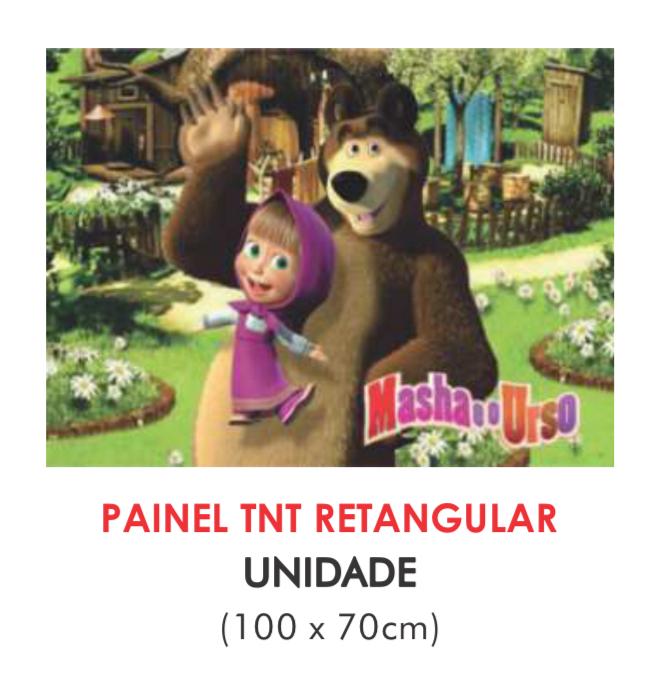 PAINEL TNT DUPLO RETANGULAR MARSHA E O URSO 70X100CM