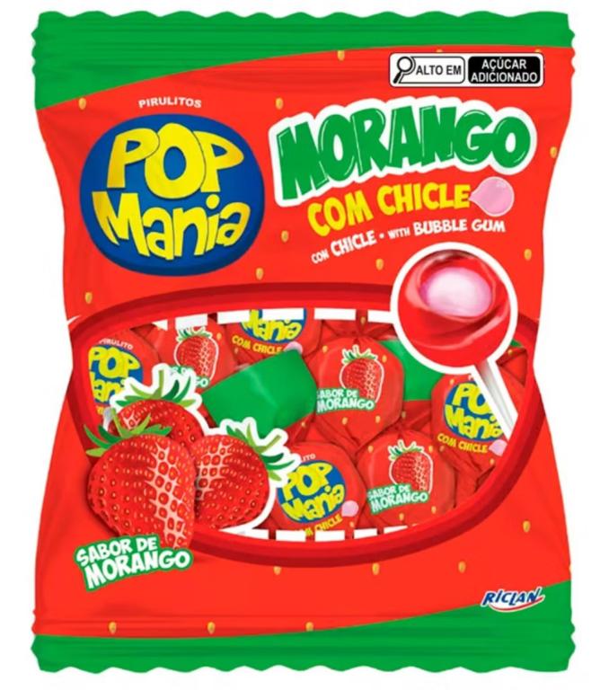 PIRULITO POP MANIA MORANGO 500G