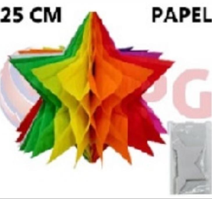 BALAO JUNINO ORIGAMI ESTRELA PAPEL 25CM