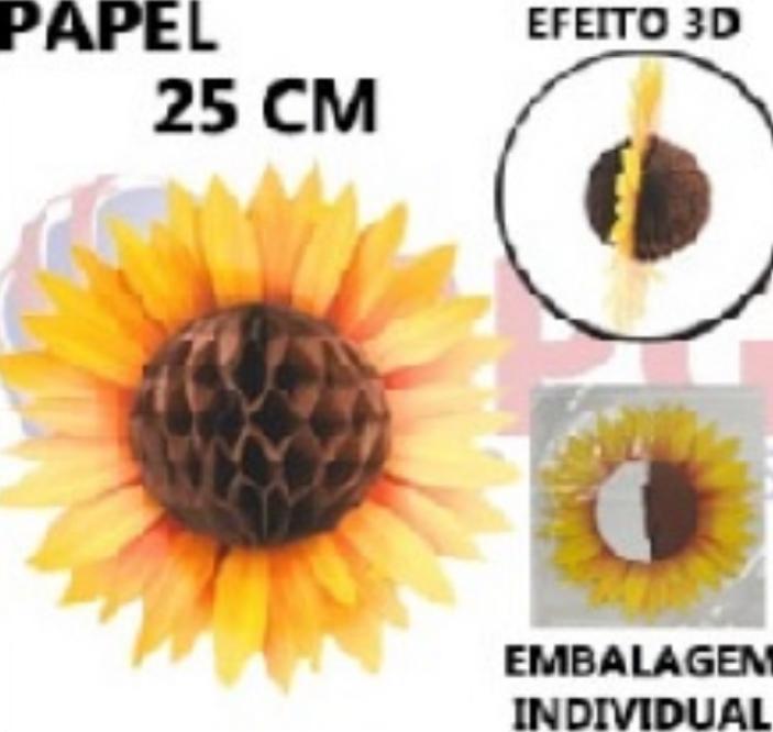 BALAO JUNINO ORIGAMI GIRASSOL 3D PAPEL 25CM