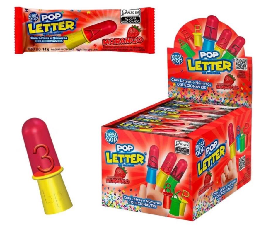 PIRULITO POP LETTER MORANGO DP/24UN